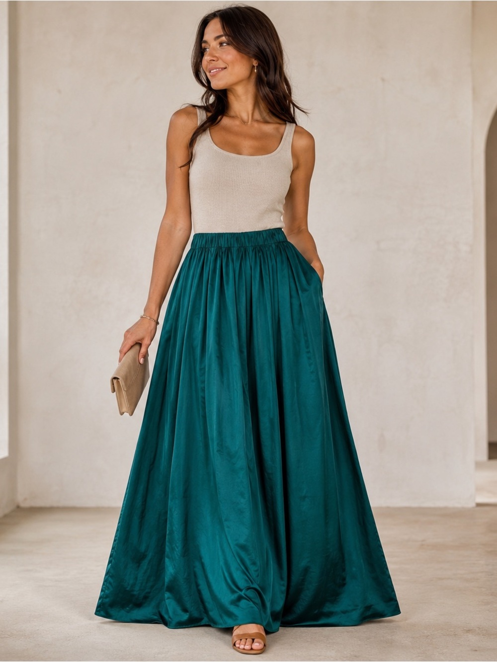 Needle & Thread Pandora Teal Maxi Skirt US 8 Embellished by Hand